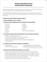 Thumbnail image of Afrezza Checklist for Prior Authorization Submission, US-AFR-2751