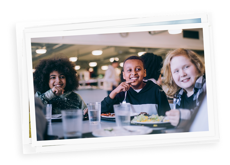Children and adolescents eating together — pediatric lifestyle imagery for INHALE-1 efficacy page