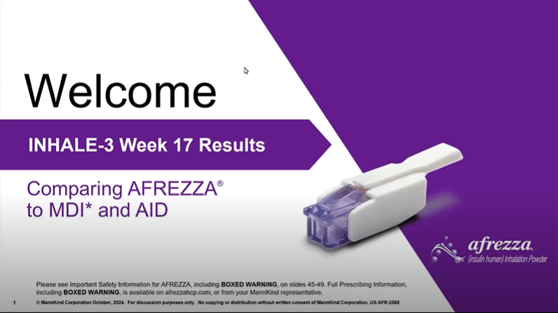 Header banner with photo of Dr. Kevin Kaiserman, SVP Medical Affairs, with Learn about our latest INHALE-3 clinical trial video CTA.