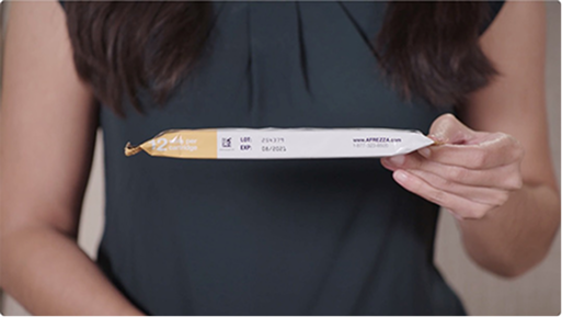 Video thumbnail: patient-facing video on AFREZZA storage and handling instructions.