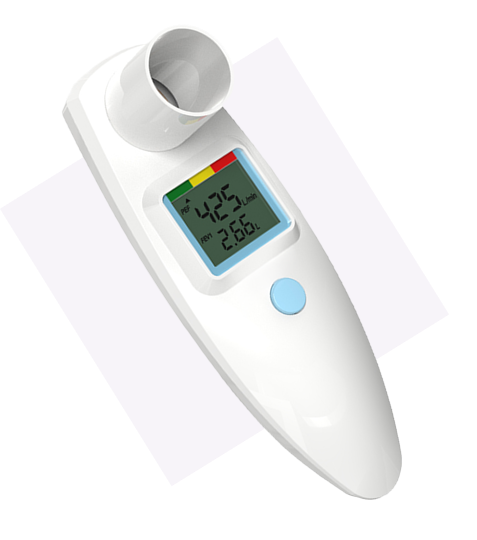 FEV1 testing device illustration for HCP office spirometry