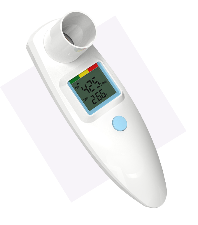 FEV1 testing device illustration for HCP office spirometry